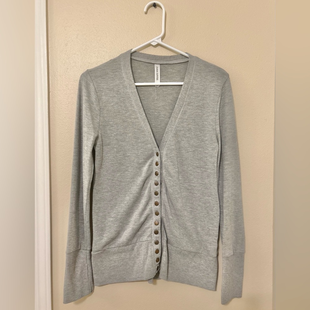 GENTLY USED Long Gray Button Up Sweater